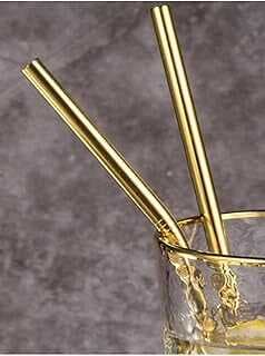 Orret Home 2'Li Gold Paslamaz Çelik Pipet, Temizleme Fırçası, Metal Pipet