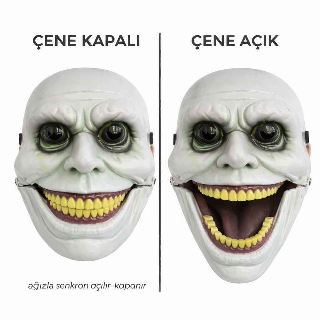 Hareketli Çene Mekanizmalı Korku Maskesi Yeşil (5430)