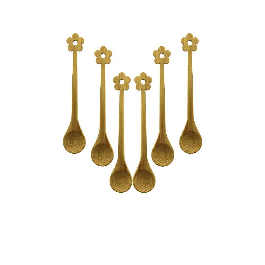 6 PCS   MİNİ   BAMBU AHŞAP KAŞIK   14.5CM (5430)