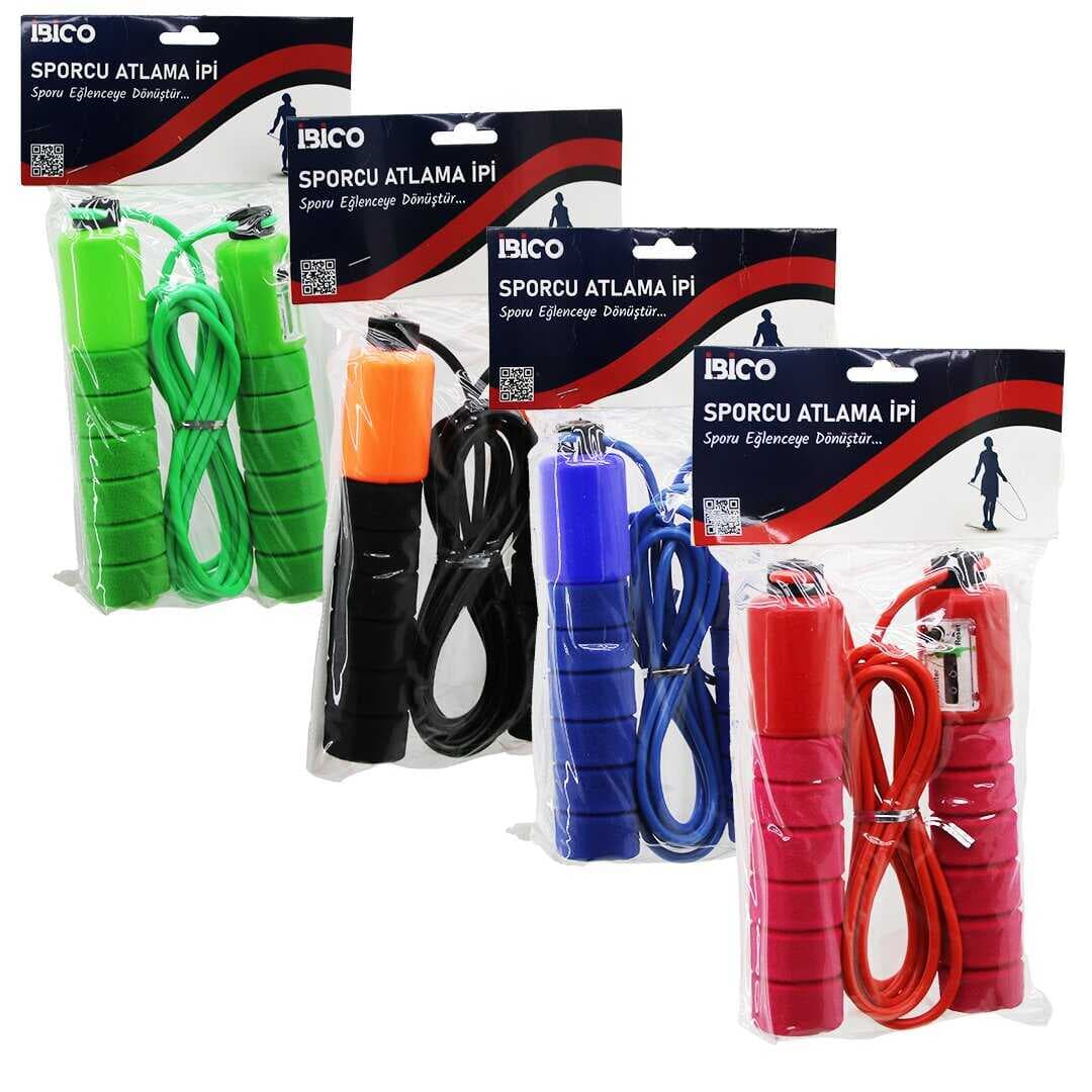 SAYAÇLI RENKLİ SİLİKON İP ATLAMA İPİ SÜNGERLİ RENKLİ PLASTİK TUTACAK (5430)