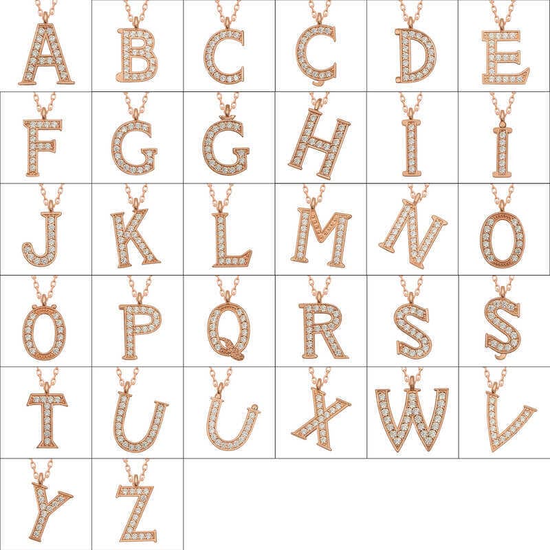 925 Ayar Gümüş Rose S Harfi Kadın Gümüş Kolye T6743 (477477)