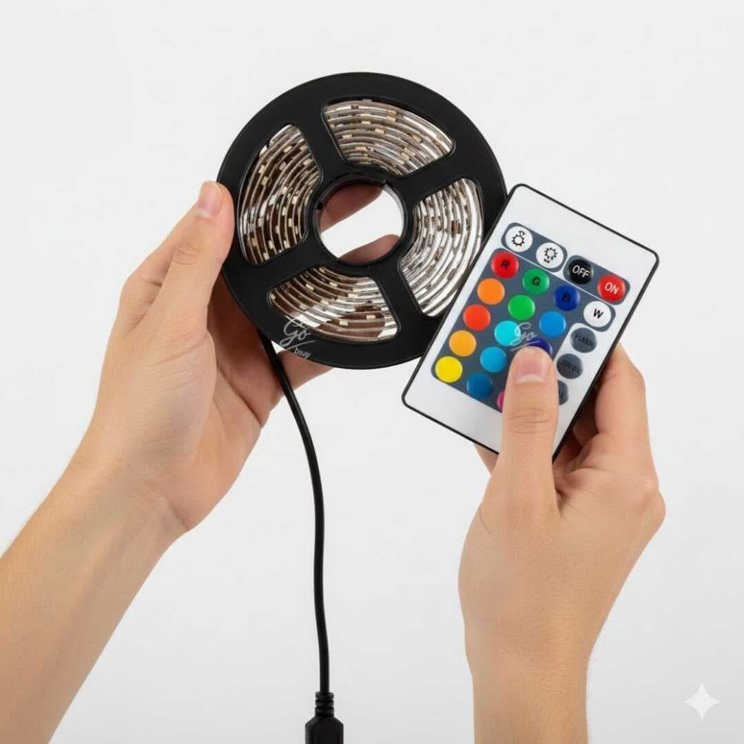 2 Metre Kumandalı USB LED Şerit Işık – Renk Ayarlı Dekoratif Ortam ve Ambiyans Aydınlatması (5430)