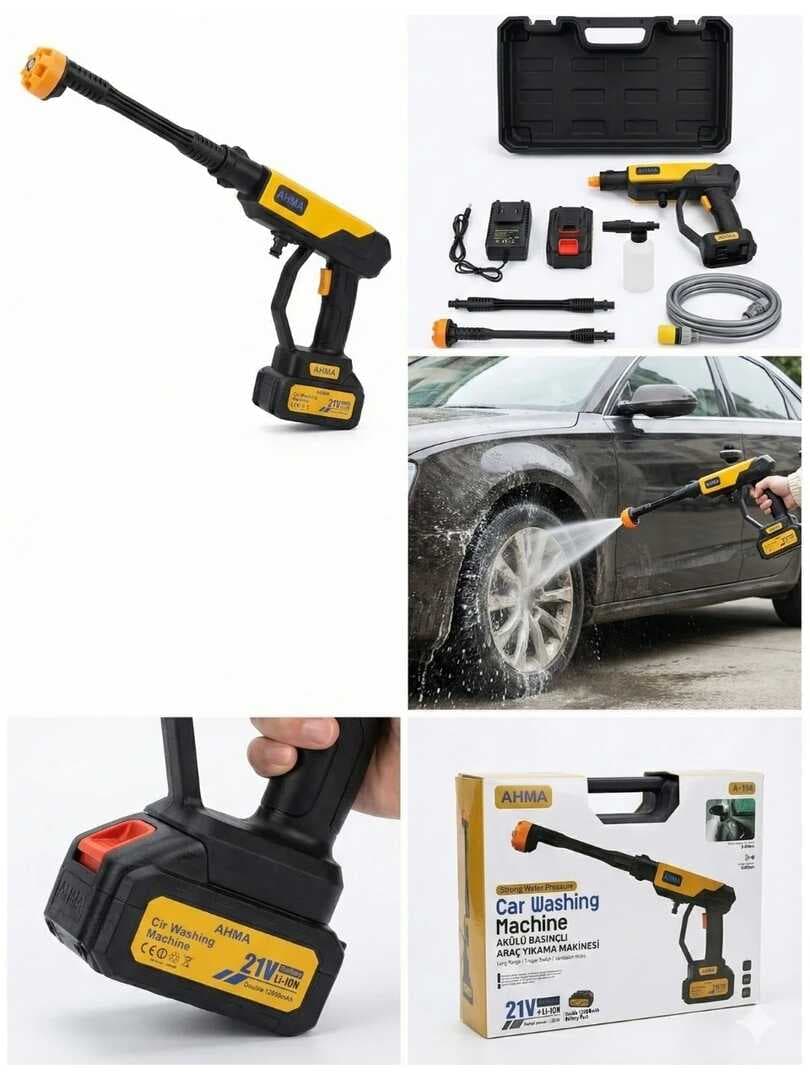 Akülü Basınçlı Araç Yıkama Makinesi | 21v Çift Batarya | 175 Psı Güç | 3.6l/dk Su Akışı A-130 (5430)