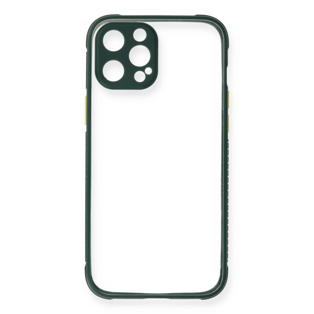Apple İphone 12 Pro Kılıf Miami Şeffaf Silikon - Koyu Yeşil