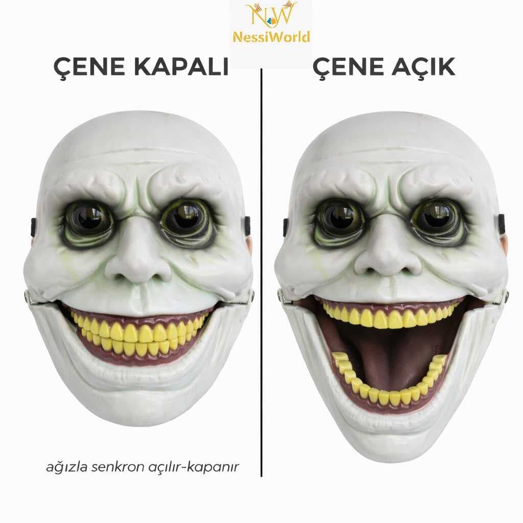 Hareketli Çene Mekanizmalı Korku Maskesi Yeşil