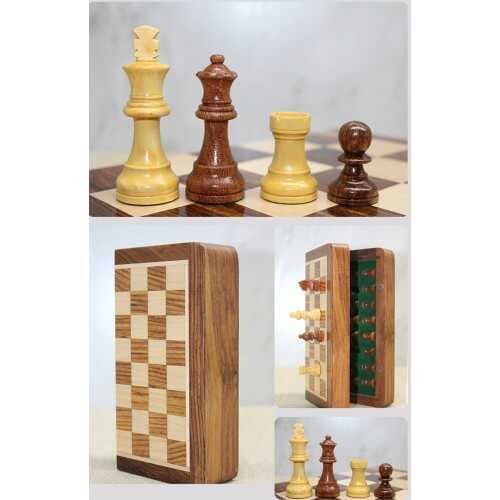 Mıknatıs Taşlı Ahşap Katlanabilir Kutulu Satranç Oyunu 12.5 Cm G610