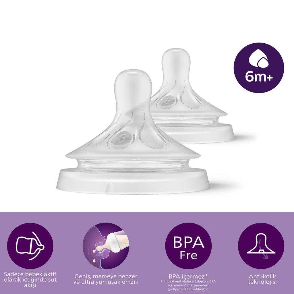 Nessiworld    Avent Doğal Tepkili Natural Response 2'Li Biberon Emziği No:6 6+ Ay