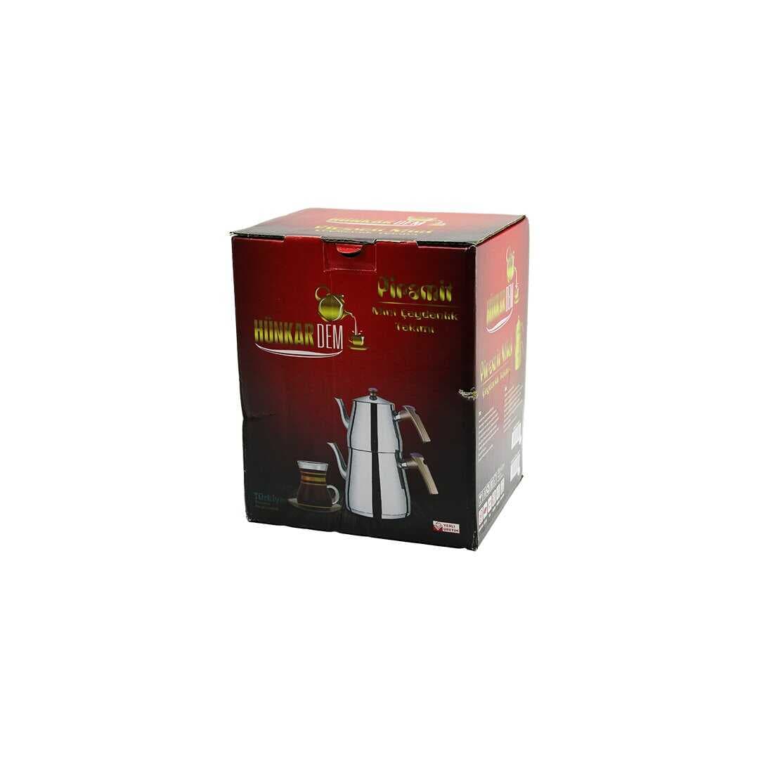 PRAMİT MİNİ BOY ÇELİK ÇAYDANLIK SETİ - TAKIMI RENKLİ BAKALİT KULP ÜST DEMLİK: 0.9LT - ALT SULUK: 1.5LT KENDİNDEN SÜZGEÇLİ (5430)