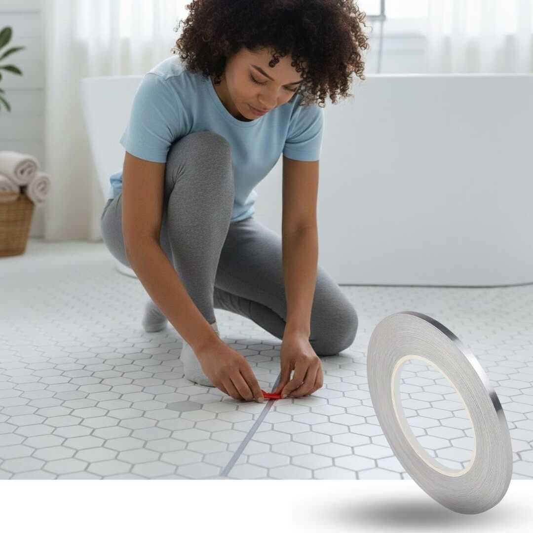 0.5 cm Kalınlık Gümüş Renk Fayans Arası Dekoratif Şerit Bandı – 50 Metre Uzunluk, Banyo ve Derz Arası Suya Dayanıklı Estetik Dekorasyon Bandı (5430)