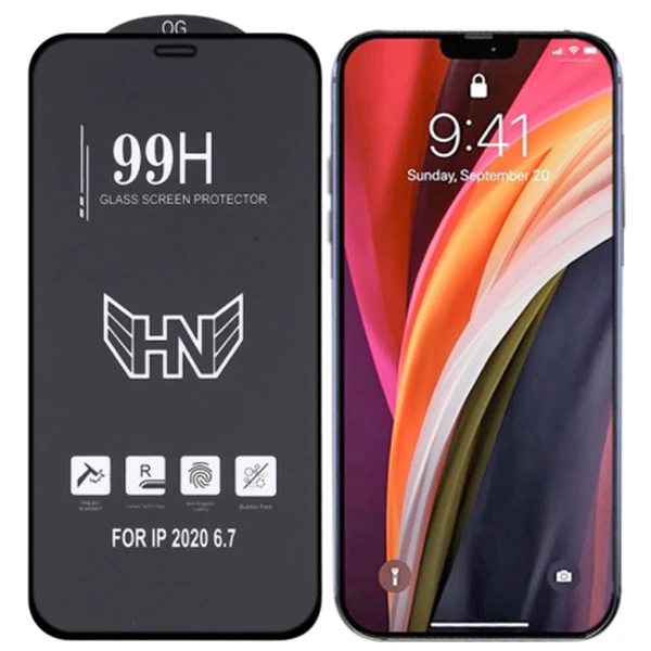 iPhone 12 Pro Max 6.7 3D Full High Aluminum Tempered Cam Ekran Koruyucu-(5775)