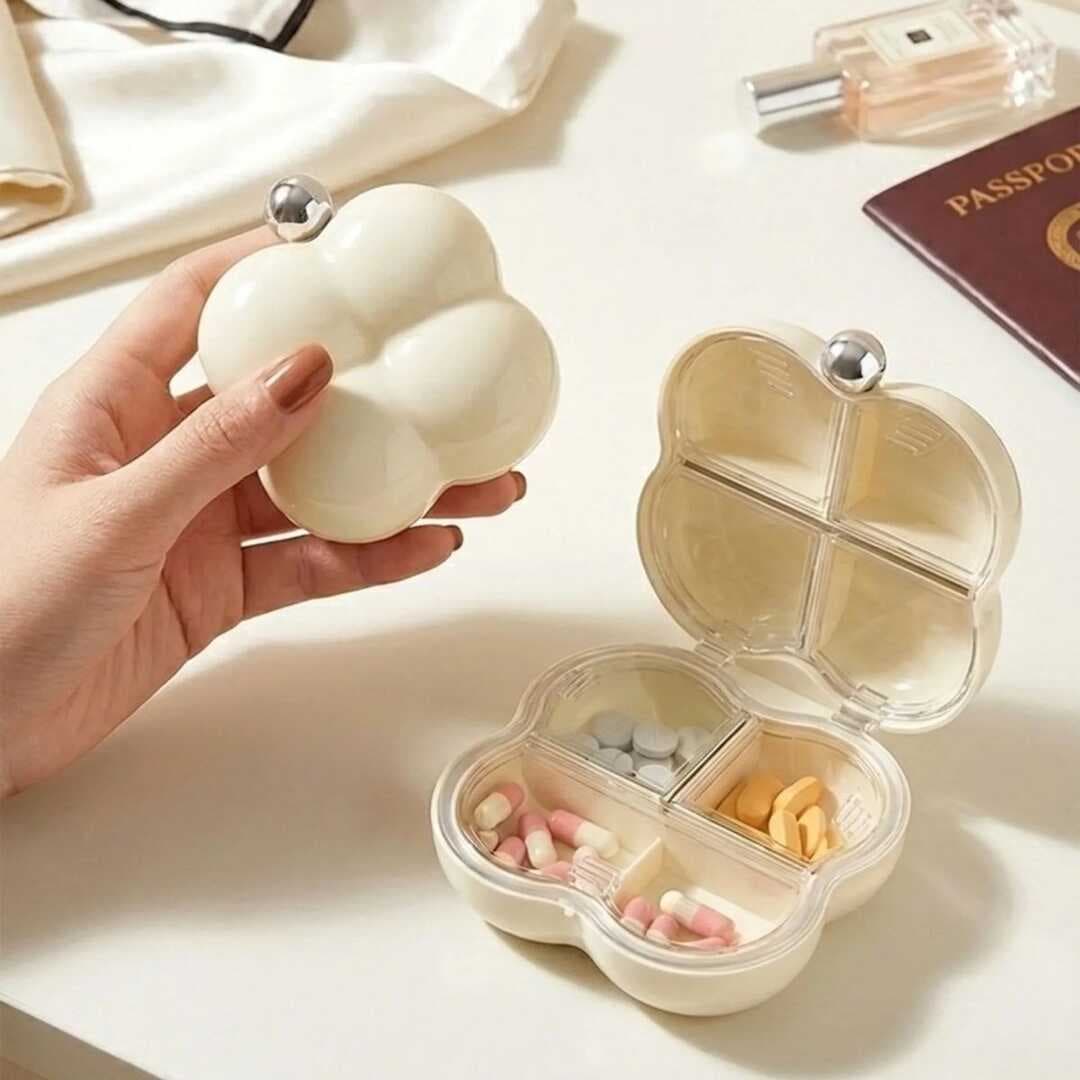 Kompakt Çiçek Model İlaç Kutusu – 7 Bölmeli Günlük ve Seyahat Tipi Mini Hap Düzenleyici (5430)