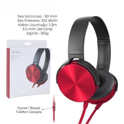 Kablolu Kulaklık Kırmızı Renk