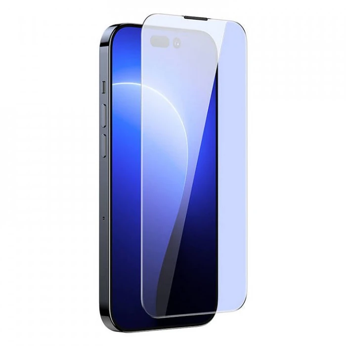 Baseus Crystal 0.3mm Anti-Blue iPhone 14 Pro Full Tempered Ekran Koruyucu 2 Adet Set-(5775)