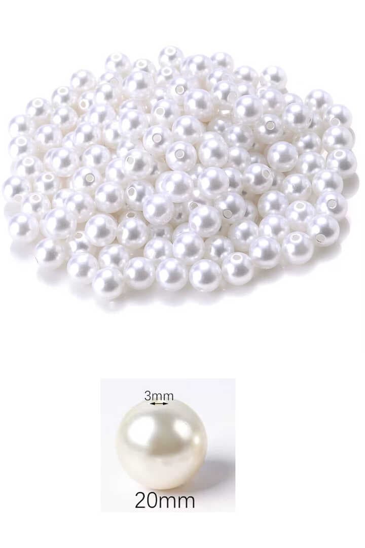 50 gram 20mm Beyaz Renk Plastik İnci Boncuk Çanta ve Takı Yapım Boncuğu (~10 adet)