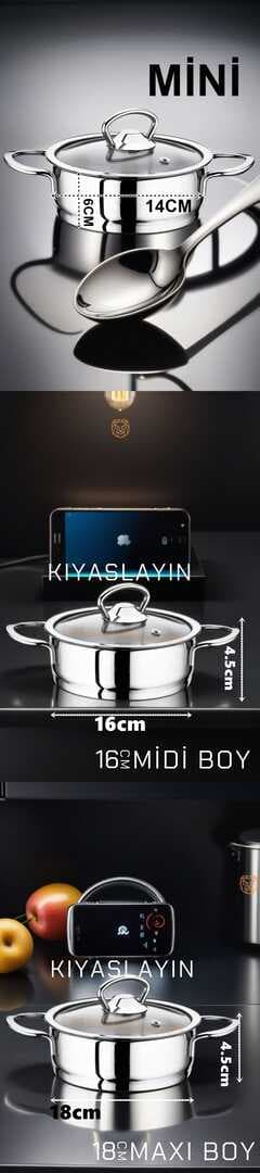 Turk Sahan Tencere Mini Midi Maxi 3 lü SET