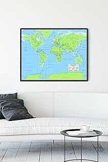 (10857) Düya Haritası Eğitim Çerçeveli Tablo 3 (30 X 40cm)