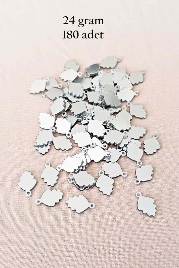 Oya Abiye Bileklik Kolye Pleksi Metalik Plastik Pul Gümüş Renk 24 gram 180 adet - BNC564