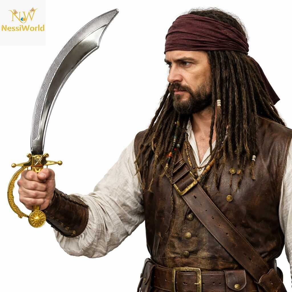 Parlak Metal Görünümlü Plastik Korsan Kılıcı 45 cm