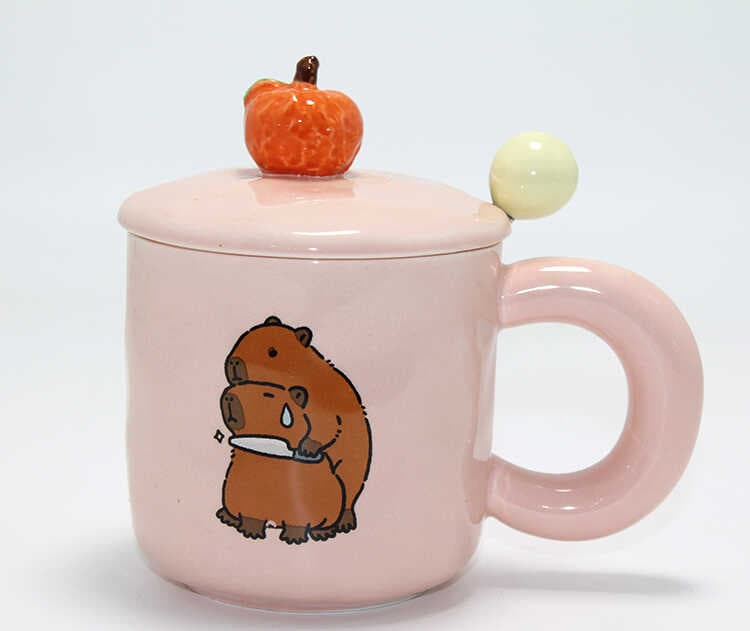 3D Capybara Desenli Porselen Kupa Bardak