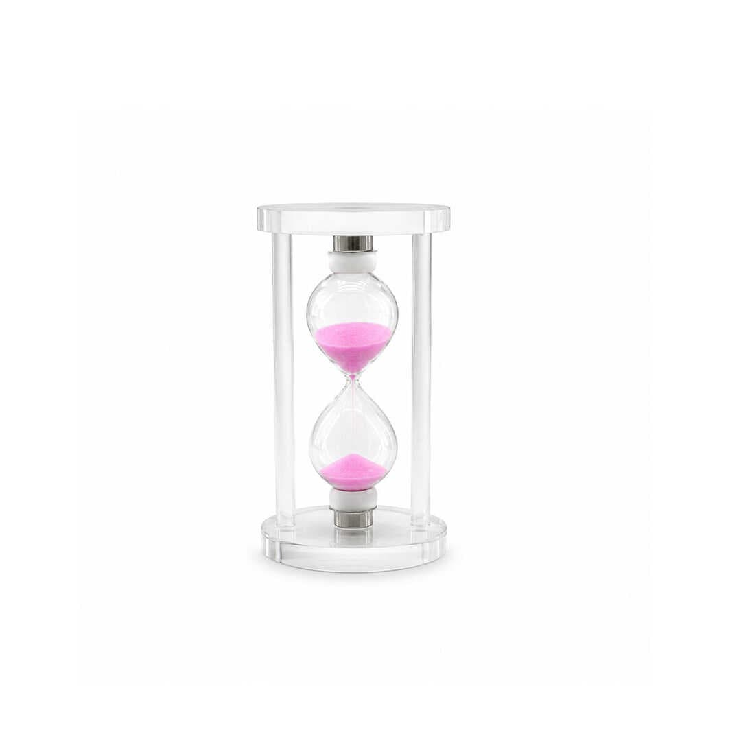 KÜÇÜK CAM KUM SAATİ CAM STANDLI= ÇAP: 6CM-YÜKSEKLİK: 10CM (5430)