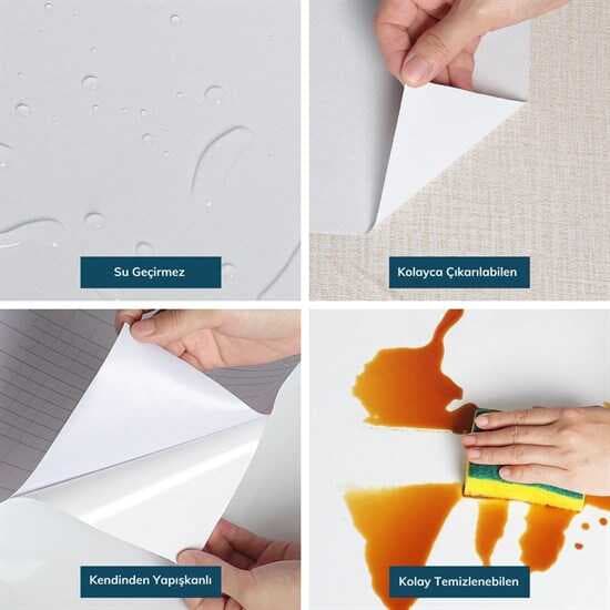 Mermer Desenli Masa Tezgah Mutfak Su Geçirmez Yapışkanlı Folyo Sticker Siyah 5x06m (4767)