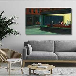 GAAGART Tekli Yatay Kavas Tablo Edward Hopper Gece Kuşları 100 x 70 gartM8579