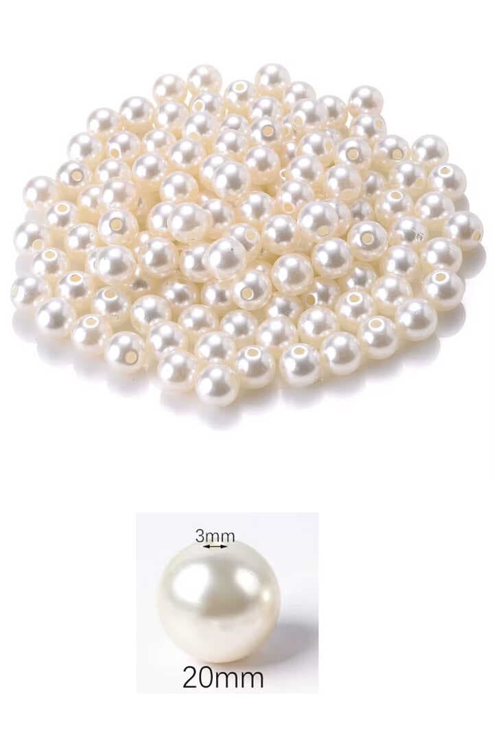 100 gram 20mm Krem Renk Plastik İnci Boncuk Çanta ve Takı Yapım Boncuğu (~20 adet)