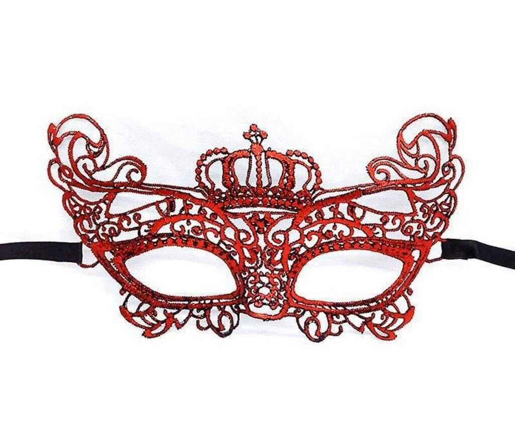 Nessiworld  Kırmızı Renk Dantel Örgü İşlemeli Parti Maskesi Model 2