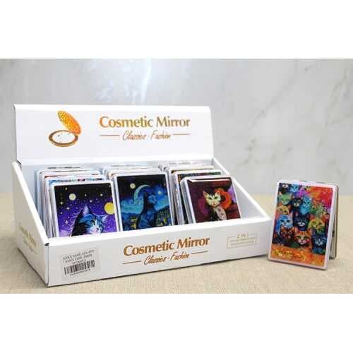 Hareketli Sulu Detaylı Kedi Figürlü El Aynası