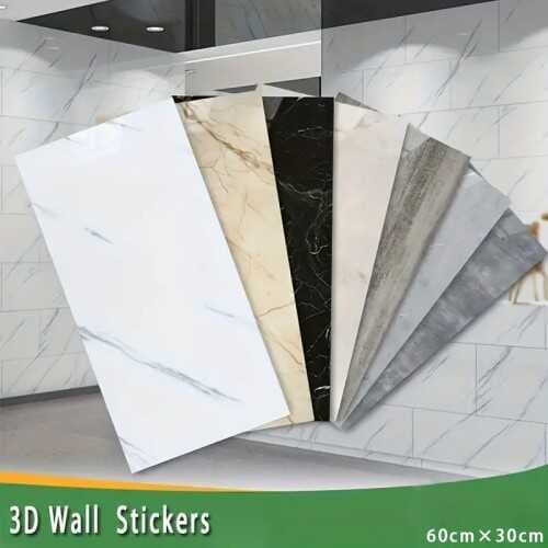 Beyaz Mermer Desenli Alüminyum Duvar Sticker