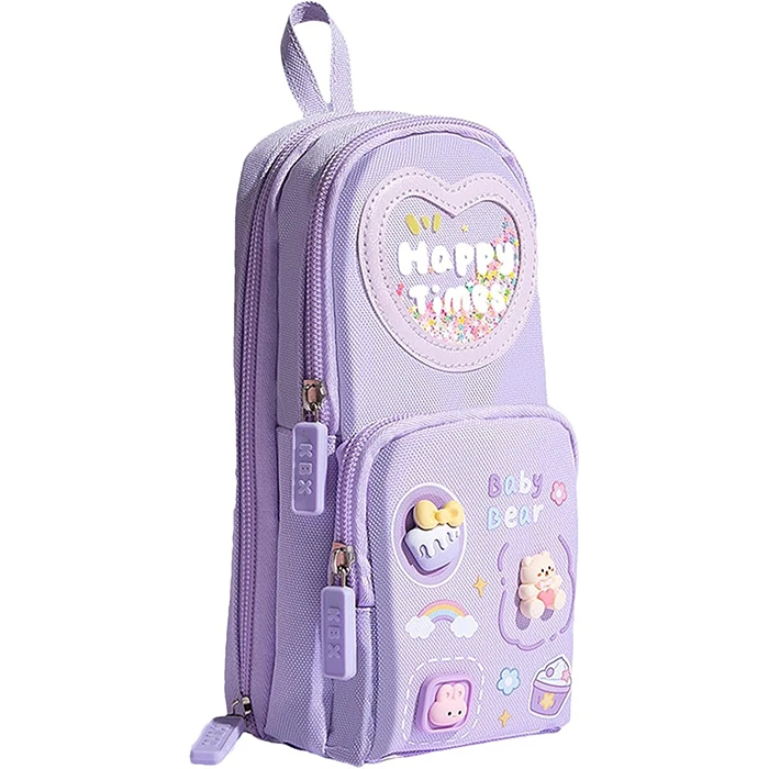 ALLY Kawaii büyük kapasiteli tuval kalemlik çantası kızlar için kılıf tutucu kalem kutusu-(5775)