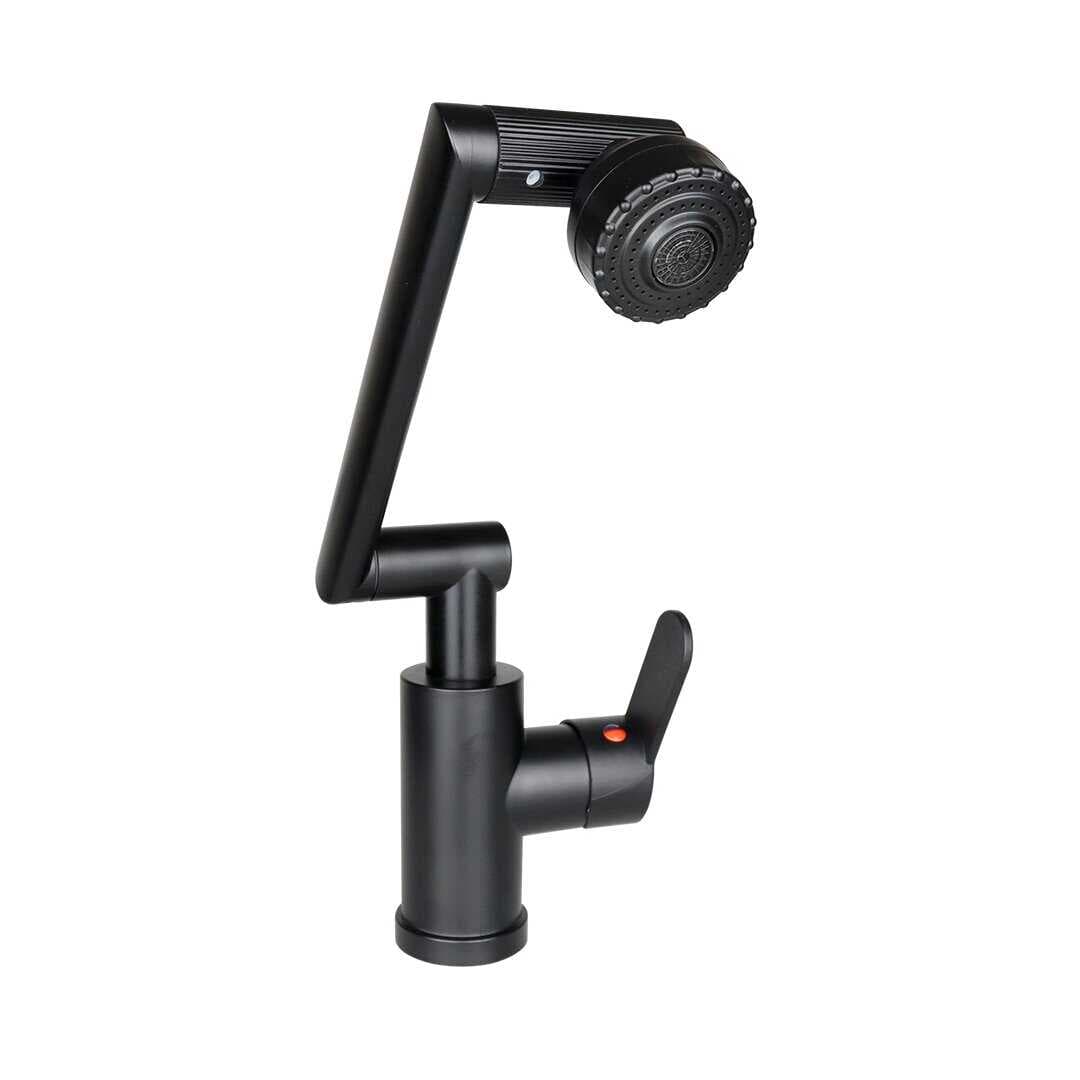 SİYAH - 1080 DERECE DÖNEBİLEN ÇOK FONKSİYONLU MUSLUK BATARYA KTX-3307 (5430)