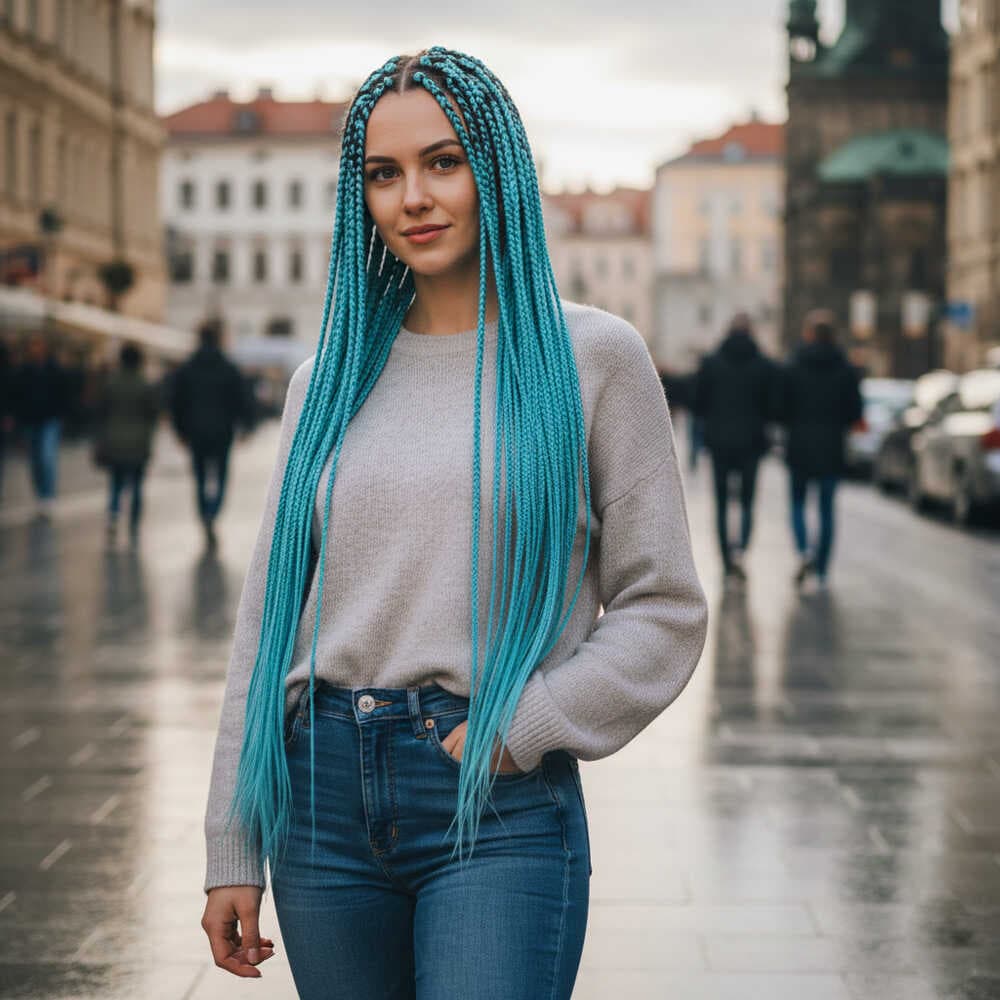 Afrika Örgüsü Ve Rasta İçin Sentetik Saç / Açık Mavi