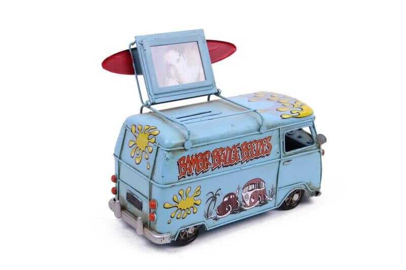 Dekoratif Metal Minibüs Çerçeveli ve Kumbaralı Hediyelik (5379) (477477)