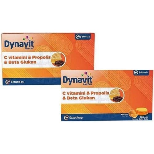 Dynavit Herbal Vitamin C & Propolis & Betaglukan 16 Pastil 2'li