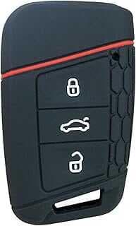 OTMIK Volkswage VW Polo Passat B8 Tigua 2 içi uygu siliko araç aahtar kapağı, Skoda Octavia Kodiaq Karoq aksesuarı içi (siyah beyaz çizgi)