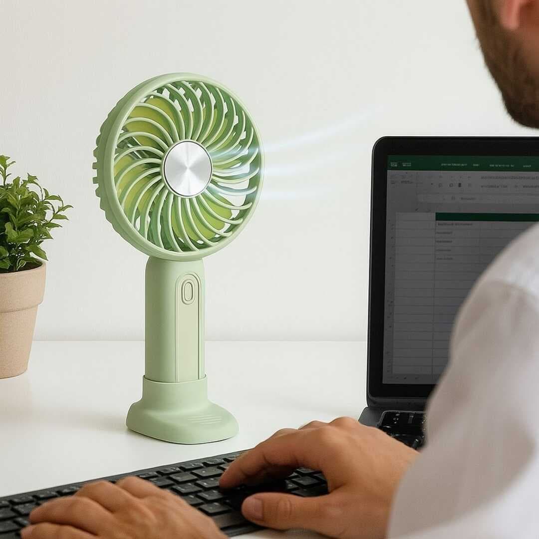 Masa Üstü Standlı USB ile Şarj Olabilen 3 Ayarlı Fan Modlu Çanta Tipi El Fanı (5430)