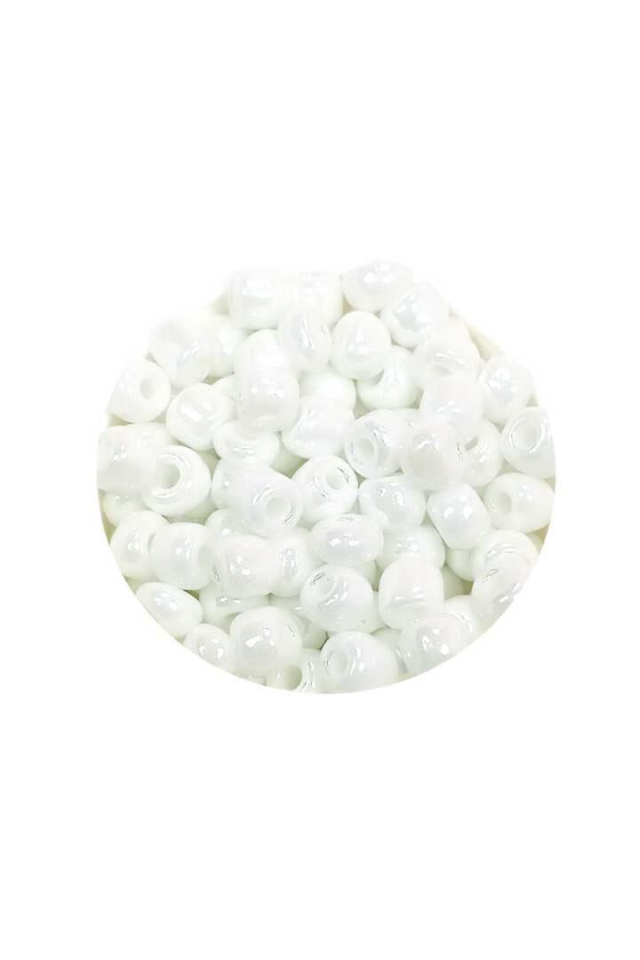 Dökme Cam Kum Boncuk Büyük Boy (6/0) 4 mm - 20 Gram - Kar Beyaz - BNC073