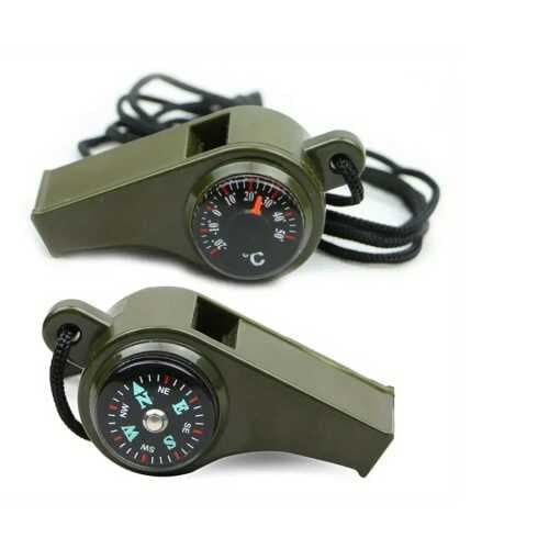 Pusulalı ve Termometreli 3’ü 1 Arada Acil Durum Düdüğü