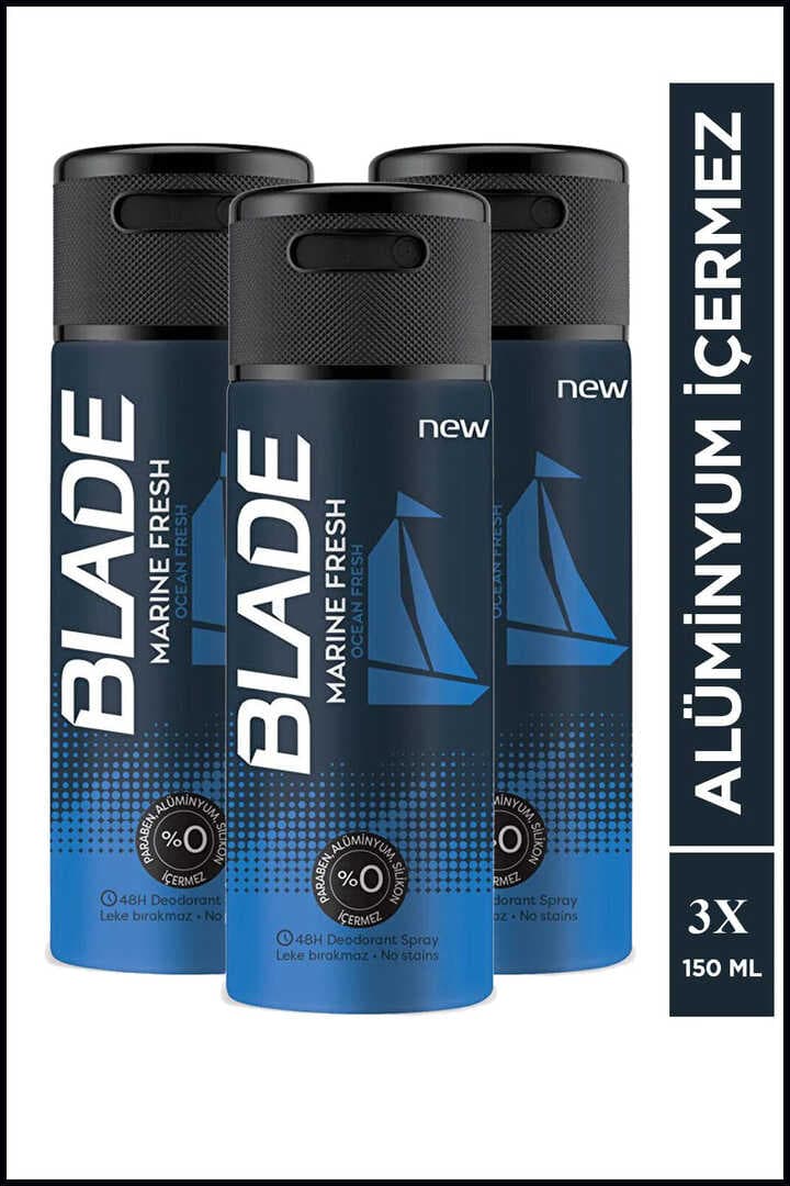3 Adet Blade Marine Fresh Erkek Deodorant Sprey 150 ml