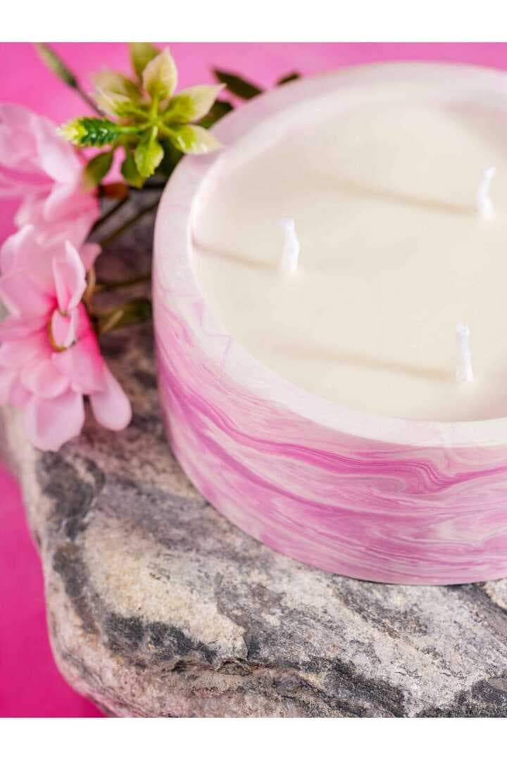 Hanımeli ve Sedir Ağacı Kokulu Mum, Dekoratif Beton Saksı Mum, Hediyelik Mum, Kokulu Mum, 300 Gr.