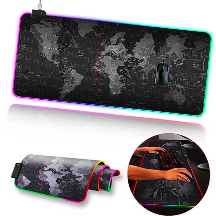 ALLY Dünya Desenli RGB Led Işıklı Oyuncu Mouse Pad 300*800*4MM-(5775)