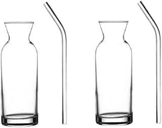 AYBABA STORE 2 Adet Cam Pipetli Limoata Suum Şişe Karaf Süt Ve Meyve Suyu Bardağı