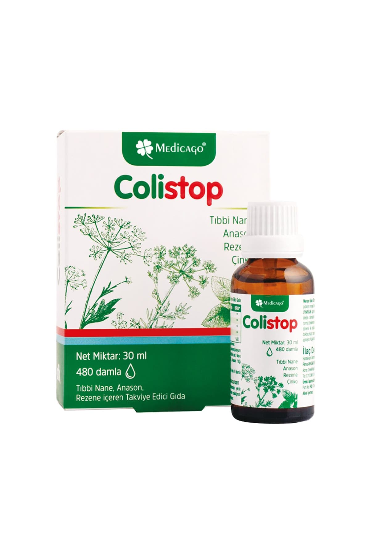 MedicaGo Colistop Gaz Şurubu Damla 30 Ml - Tıbbi Nane, Anason, Rezene Içeren Takviye Edici Gıda 480 Damla