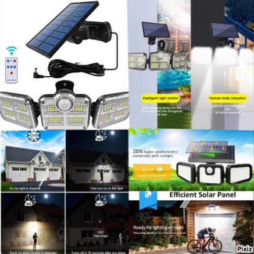 Solar Panelli Uzaktan Kumandalı 122 LED Bahçe Aydınlatması