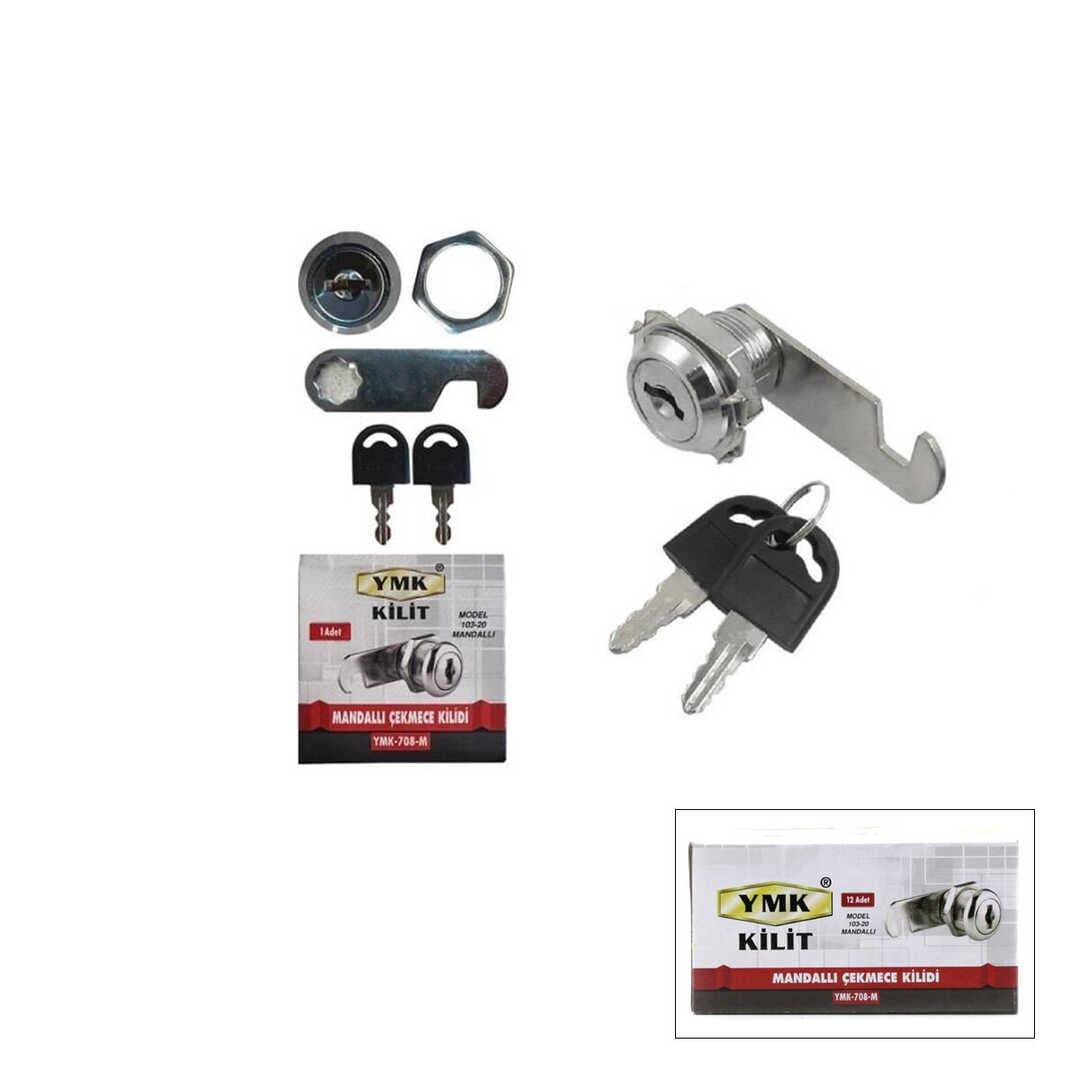 12 ADET OVAL - MANDALLI DOLAP - ÇEKMECE KİLİT 20MM (5430)