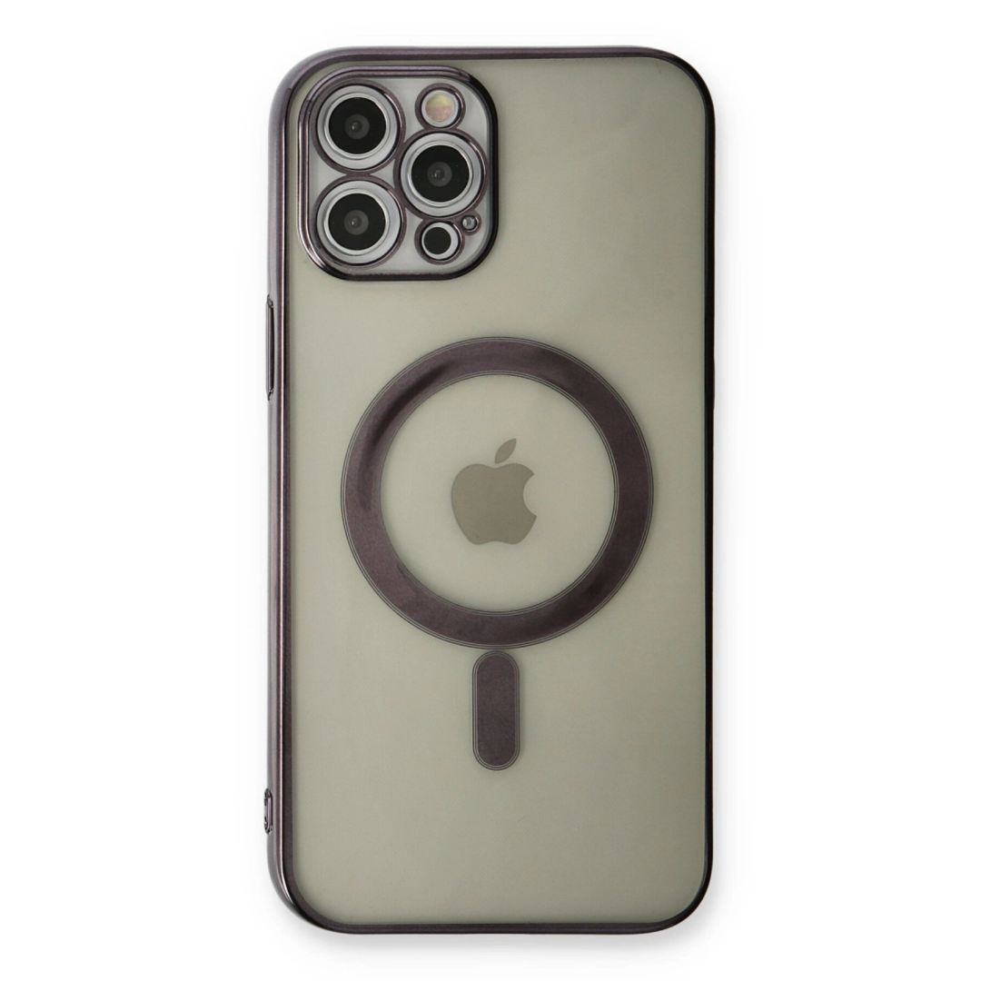 Apple İphone 12 Pro Kılıf Magneticsafe Lazer Silikon - Siyah