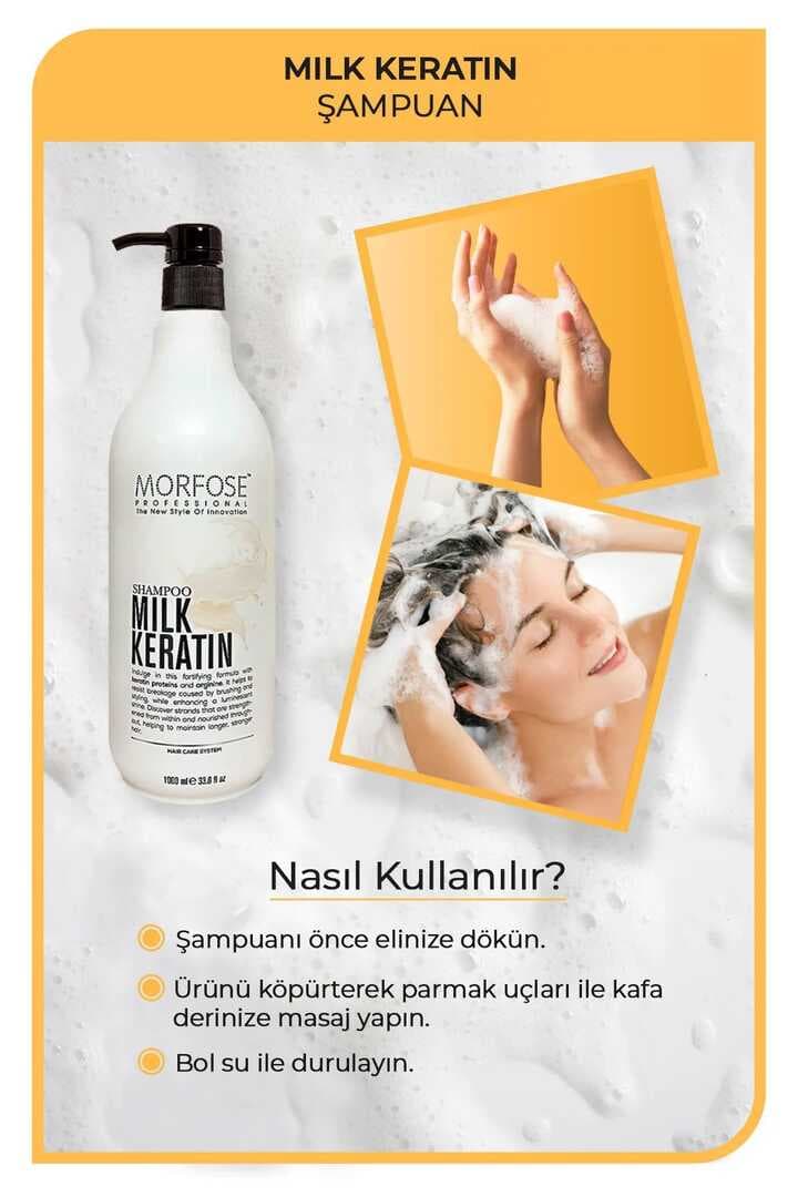Milk Keratin Şampuan 1000 ML - Besleyici Koruyucu Etki