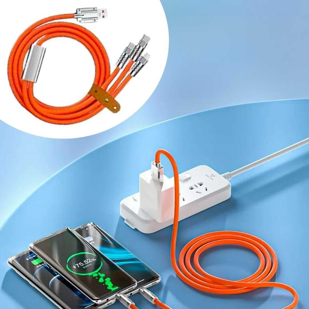 3 Şarj Aleti 1 Arada Çinko Alaşım Hızlı Şarj Kablosu Turuncu (5430)