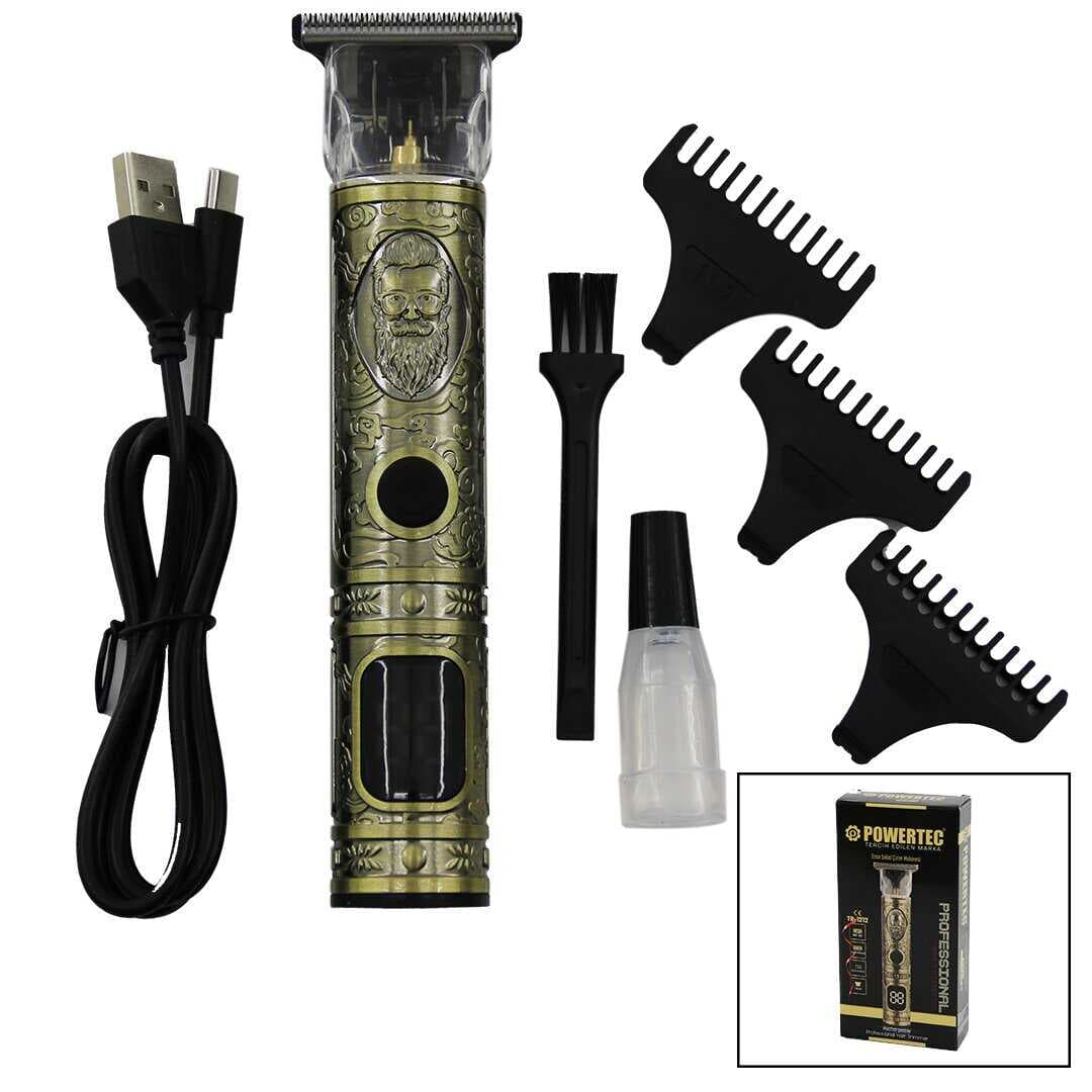 KOMPLE METAL ENSE ÇİZİM - SAÇ SAKAL TRAŞ MAKİNE USB ŞARJ - GÖSTERGET BIÇAK TR-1212 (4767)